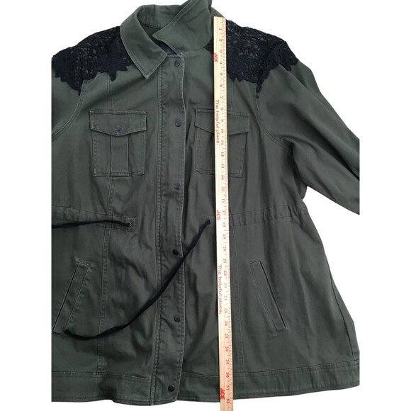 Torrid Women's Anorak Jacket Size 3X Army Green Lace Trim Full Zip Roll Tab NEW - Picture 16 of 16